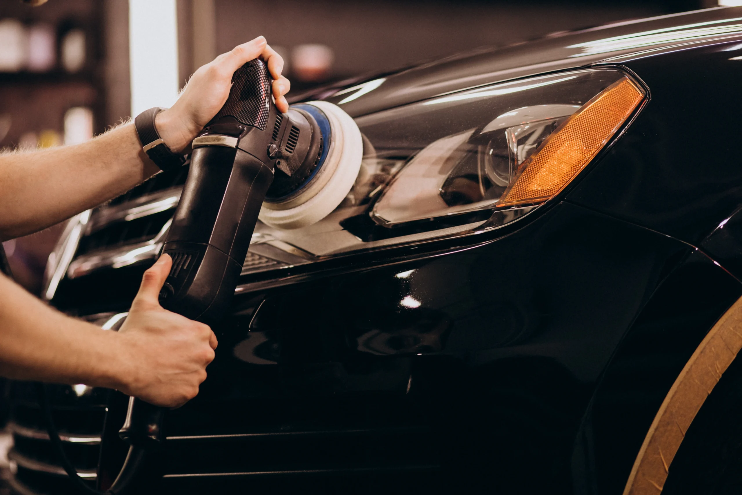 Premium Detailing on a black Mercedes-Benz S-Class showcasing a flawless, deep-gloss, ceramic-coated paint finish.