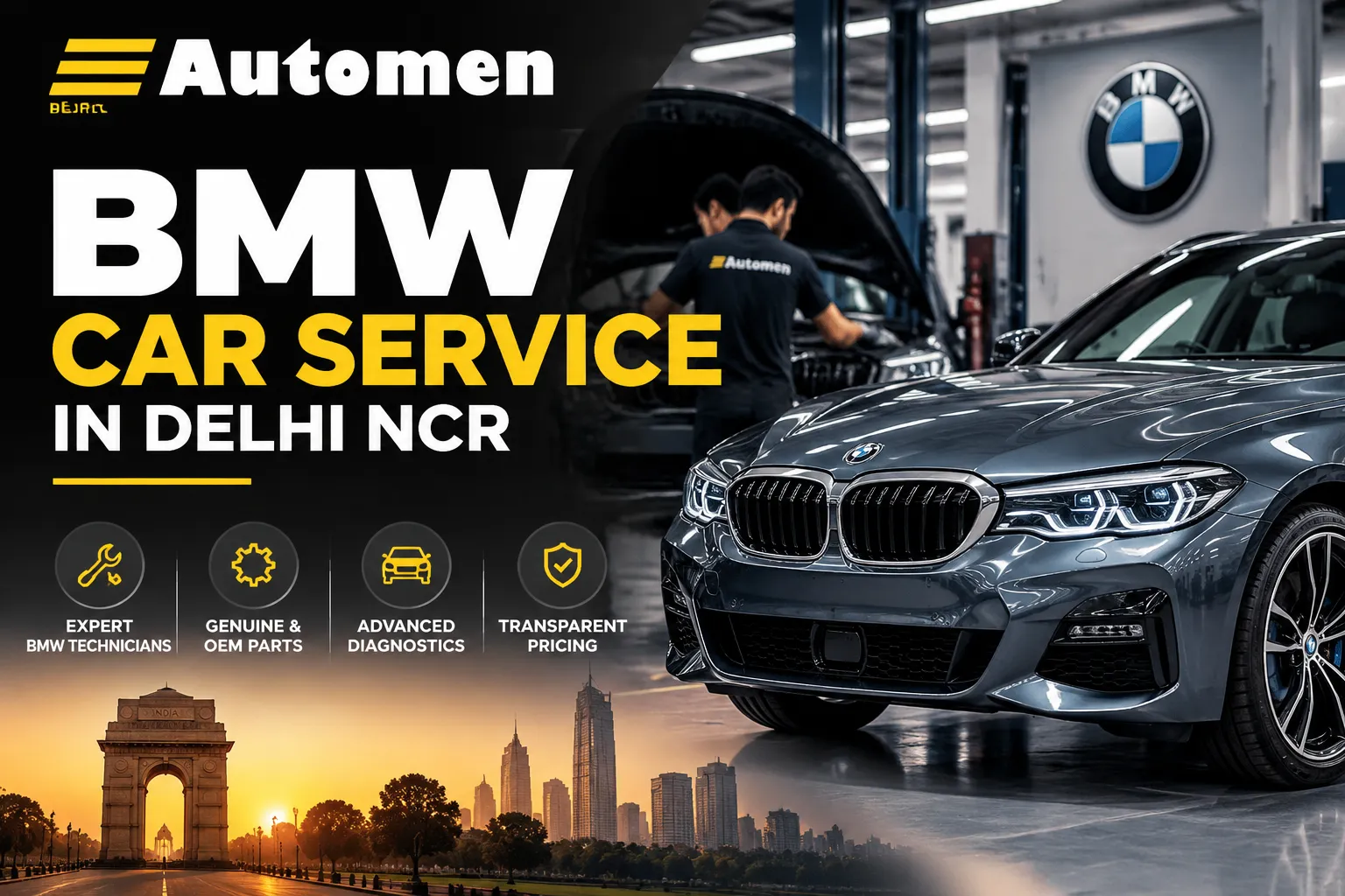 BMW car service at home or office in Delhi NCR by Automen technicians